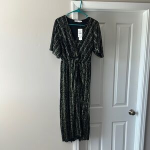 NEW Nordstrom - All in Favor Black and Gold Midi Dress - XL